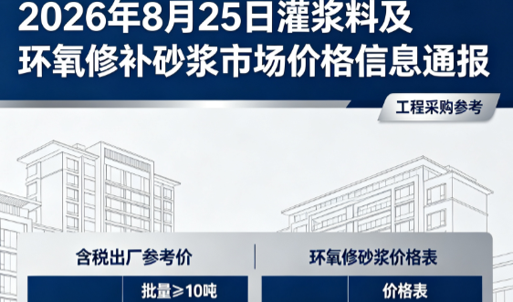 灵丘2026年8月25日灌浆料及环氧修补砂浆市场价格信息通报